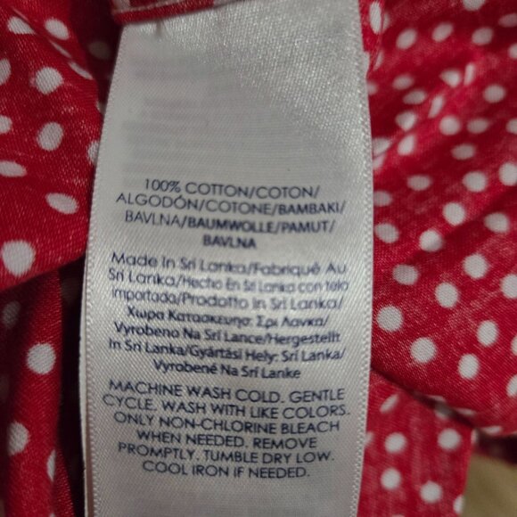 Chaps Womens No Iron Long Sleeve Button red Polka Dot Top Plus Size 3X Career - Picture 5 of 10